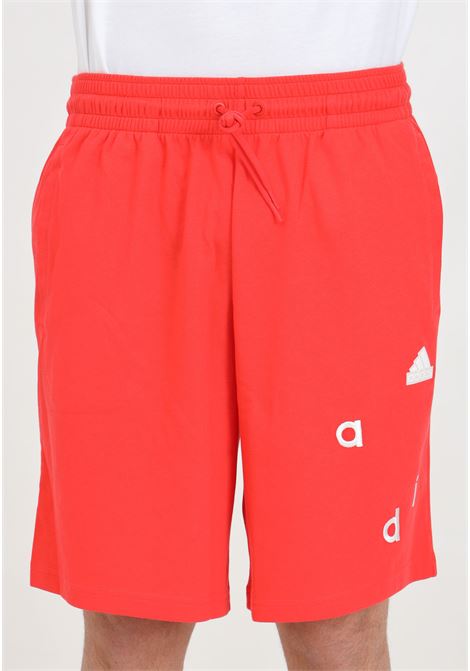 Shorts rossi da uomo con patch logo e lettering logo cucito ADIDAS PERFORMANCE | IS2004.